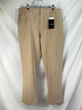 Libin Men's Slim Fit Golf Pants Tan Size 40Wx30”